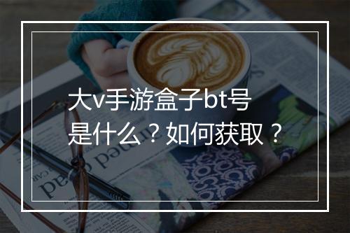 大v手游盒子bt号是什么？如何获取？