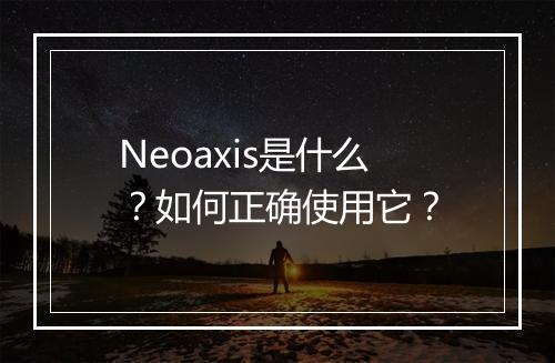 Neoaxis是什么？如何正确使用它？