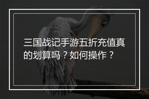 三国战记手游五折充值真的划算吗?如何操作?