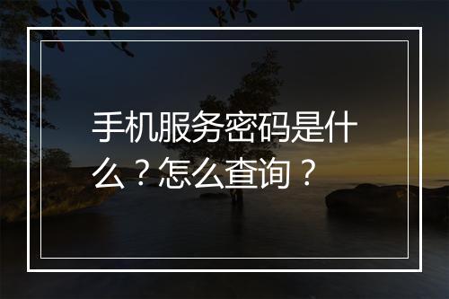 手机服务密码是什么？怎么查询？