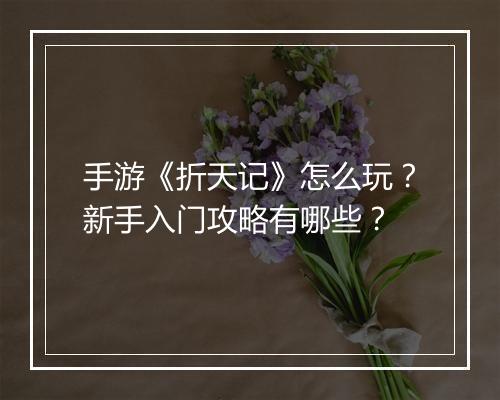 手游《折天记》怎么玩?新手入门攻略有哪些?