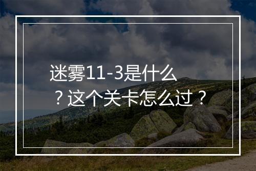 迷雾11-3是什么?这个关卡怎么过?