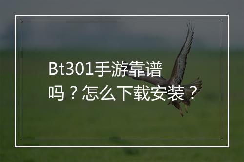 Bt301手游靠谱吗?怎么下载安装?