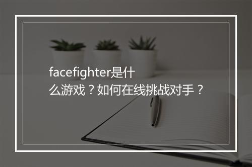 facefighter是什么游戏?如何在线挑战对手?