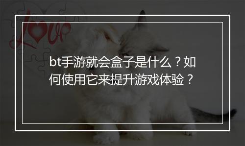 bt手游就会盒子是什么？如何使用它来提升游戏体验？