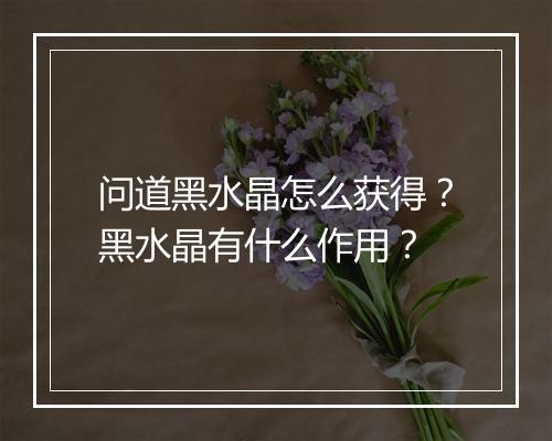 问道黑水晶怎么获得?黑水晶有什么作用?