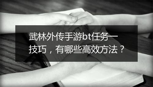 武林外传手游bt任务一技巧，有哪些高效方法？