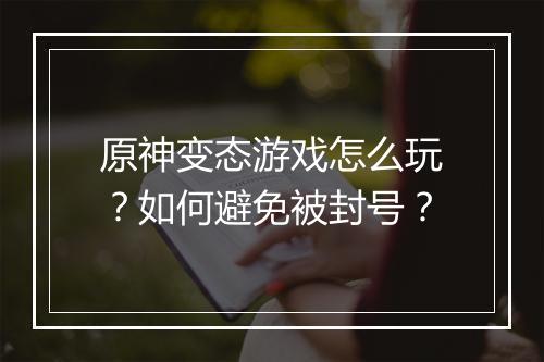 原神变态游戏怎么玩？如何避免被封号？