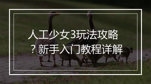 人工少女3玩法攻略?新手入门教程详解