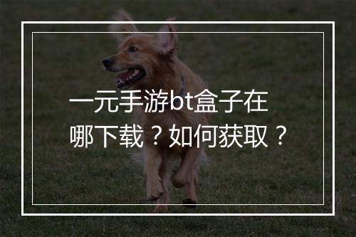 一元手游bt盒子在哪下载？如何获取？