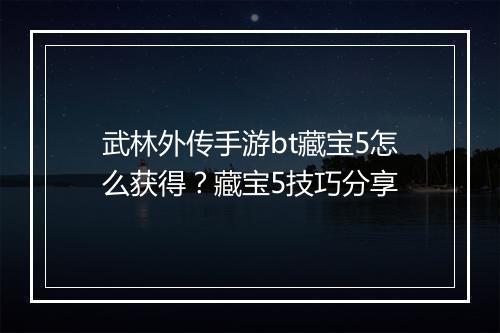 武林外传手游bt藏宝5怎么获得?藏宝5技巧分享