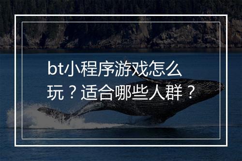 bt小程序游戏怎么玩？适合哪些人群？