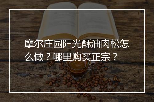 摩尔庄园阳光酥油肉松怎么做？哪里购买正宗？