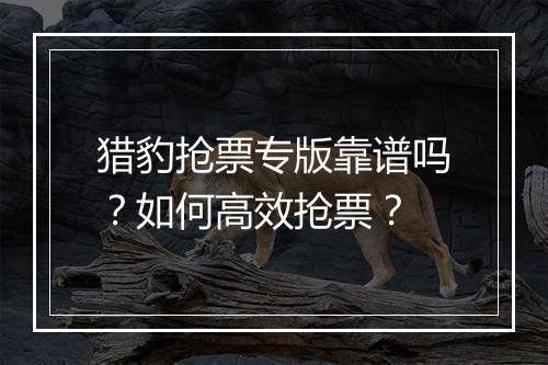 猎豹抢票专版靠谱吗？如何高效抢票？