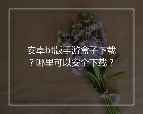 安卓bt版手游盒子下载？哪里可以安全下载？