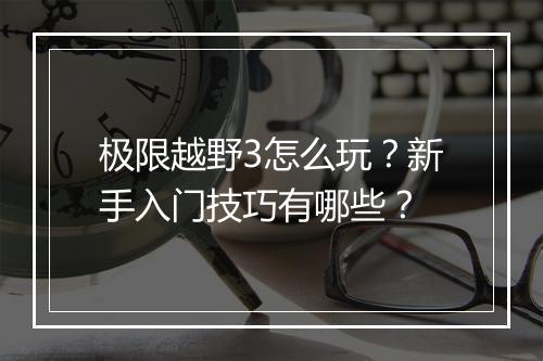 极限越野3怎么玩?新手入门技巧有哪些?