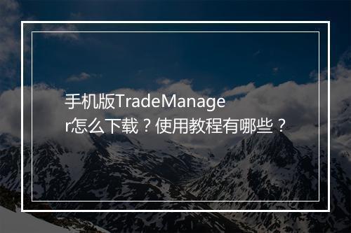 手机版TradeManager怎么下载?使用教程有哪些?