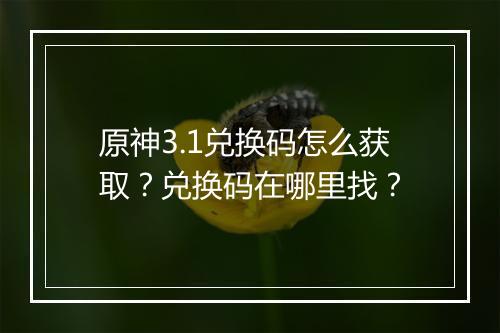 原神3.1兑换码怎么获取?兑换码在哪里找?