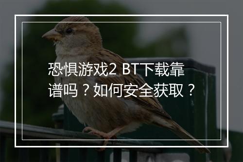恐惧游戏2 BT下载靠谱吗？如何安全获取？