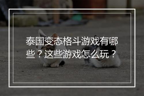 泰国变态格斗游戏有哪些？这些游戏怎么玩？