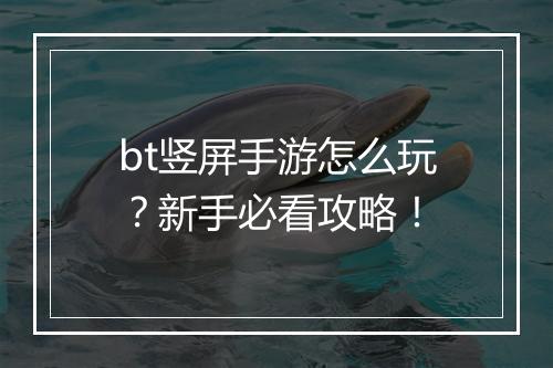 bt竖屏手游怎么玩？新手必看攻略！
