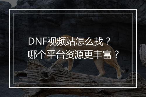 DNF视频站怎么找？哪个平台资源更丰富？