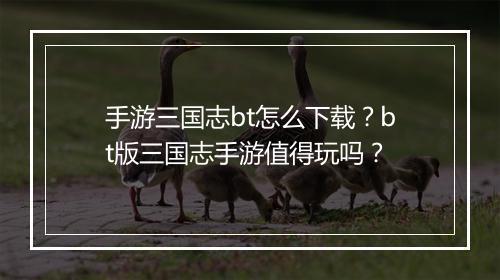 手游三国志bt怎么下载？bt版三国志手游值得玩吗？