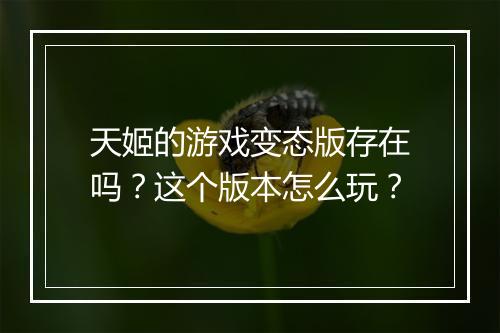 天姬的游戏变态版存在吗？这个版本怎么玩？