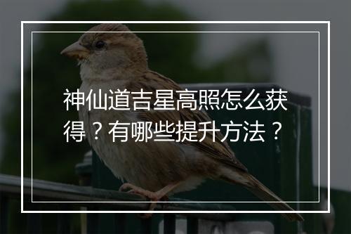 神仙道吉星高照怎么获得?有哪些提升方法?