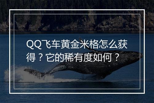 QQ飞车黄金米格怎么获得？它的稀有度如何？