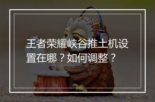 王者荣耀峡谷推土机设置在哪？如何调整？