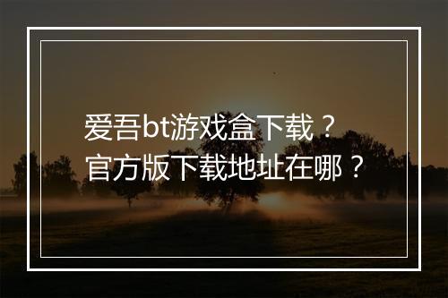 爱吾bt游戏盒下载？官方版下载地址在哪？