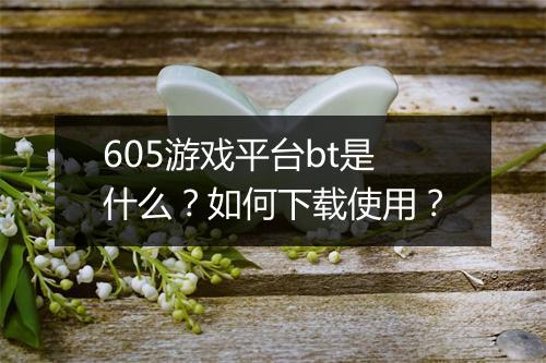 605游戏平台bt是什么？如何下载使用？