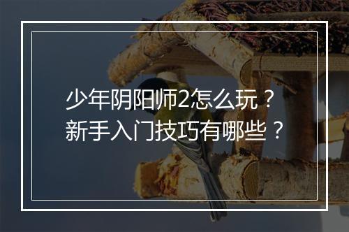 少年阴阳师2怎么玩？新手入门技巧有哪些？