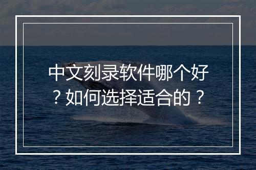 中文刻录软件哪个好？如何选择适合的？