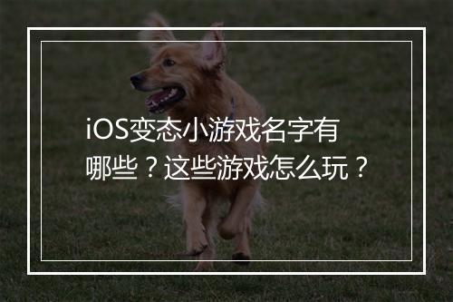 iOS变态小游戏名字有哪些？这些游戏怎么玩？
