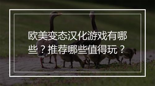 欧美变态汉化游戏有哪些？推荐哪些值得玩？