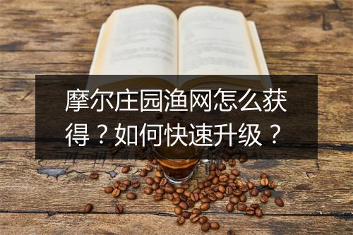 摩尔庄园渔网怎么获得?如何快速升级?