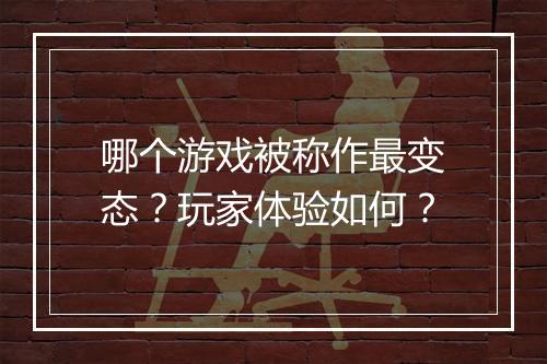 哪个游戏被称作最变态？玩家体验如何？