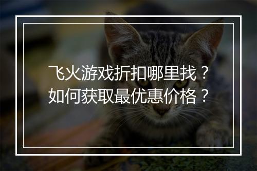 飞火游戏折扣哪里找?如何获取最优惠价格?