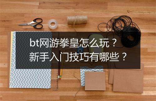 bt网游拳皇怎么玩？新手入门技巧有哪些？