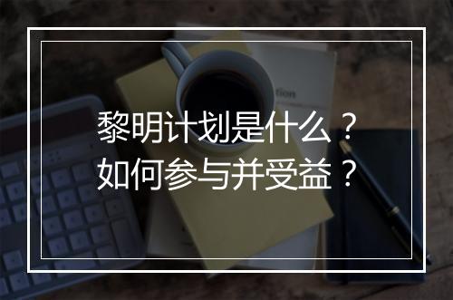 黎明计划是什么？如何参与并受益？