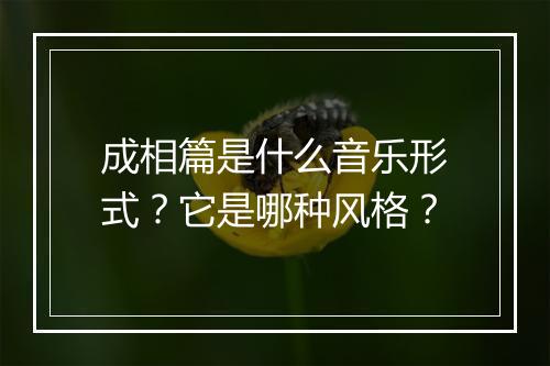 成相篇是什么音乐形式?它是哪种风格?