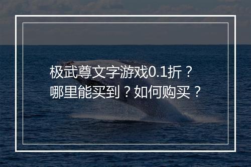 极武尊文字游戏0.1折？哪里能买到？如何购买？