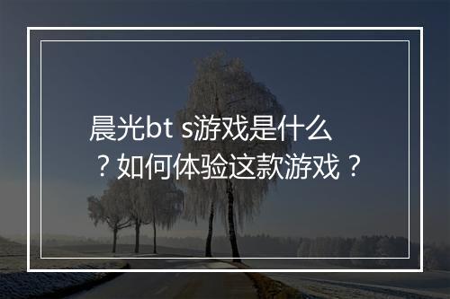 晨光bt s游戏是什么？如何体验这款游戏？