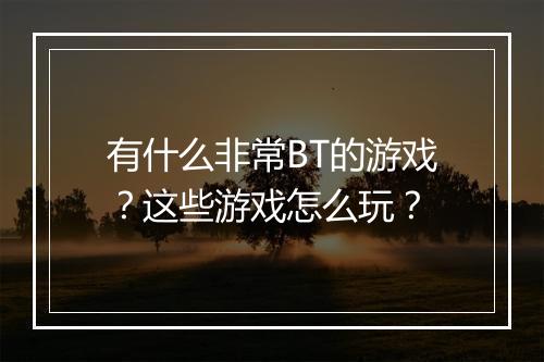 有什么非常BT的游戏？这些游戏怎么玩？