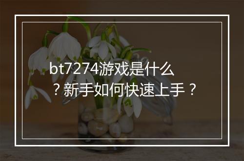 bt7274游戏是什么？新手如何快速上手？