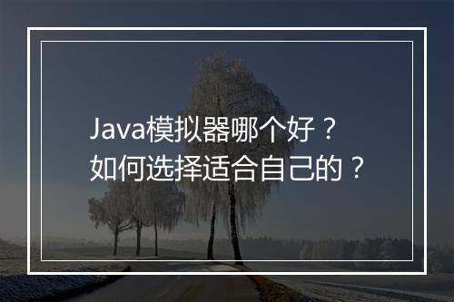 Java模拟器哪个好？如何选择适合自己的？