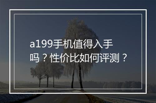 a199手机值得入手吗？性价比如何评测？