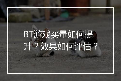 BT游戏买量如何提升？效果如何评估？